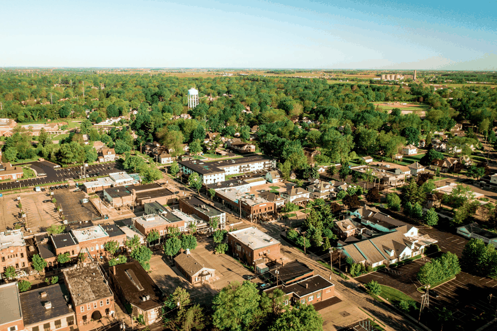 An aerial view of Perrysburg and its surrounding neighborhoods
